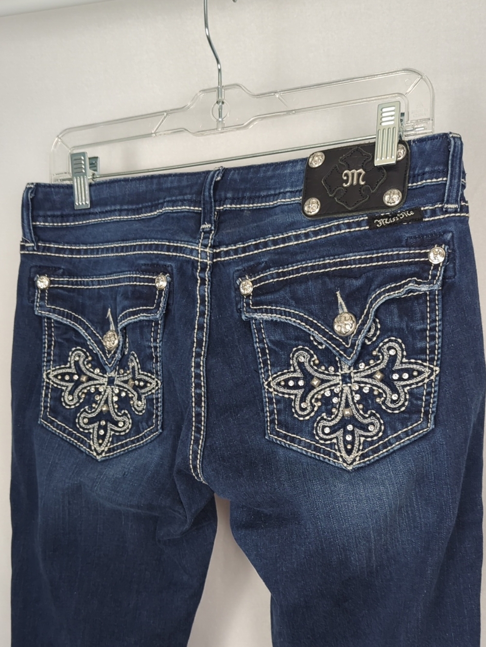 MISS ME Women's Jeggings Dark Indigo Embellished Skinny Jeans